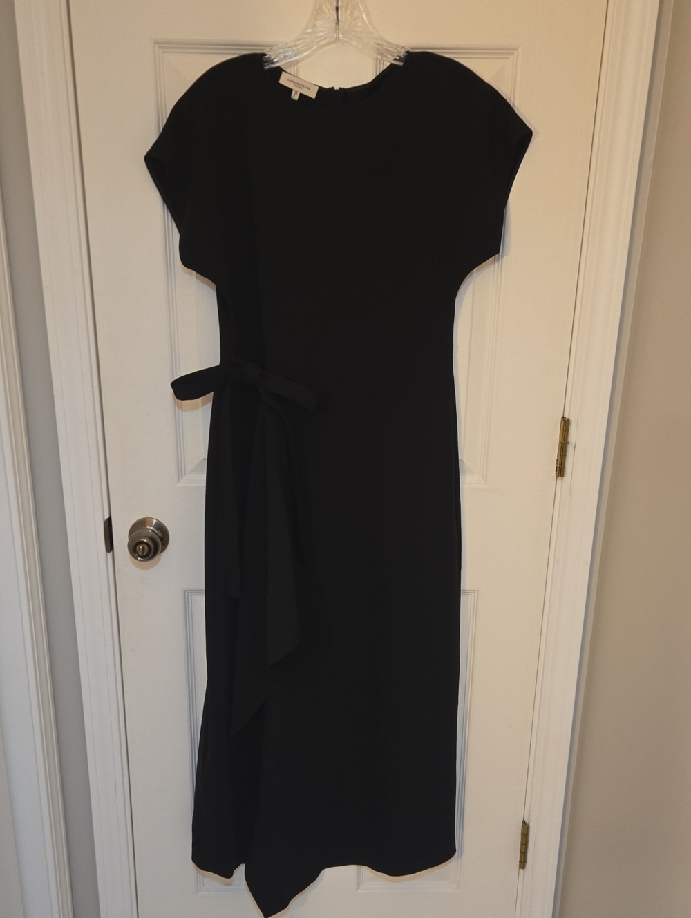 Lafayette 148 New York Black Midi Dress with Side Tie
